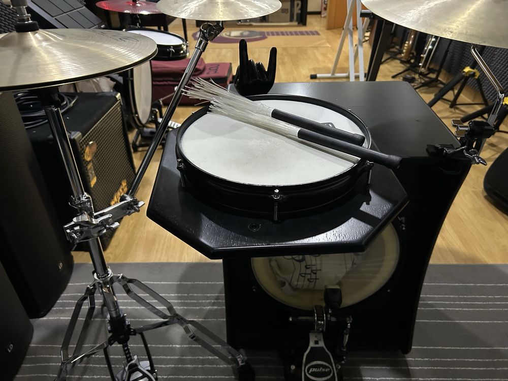 Kit bateria acustica custom tajon pratos groove personalizado incrivel