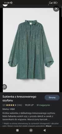 Sukienka H&M z kreszowanego szyfonu S,