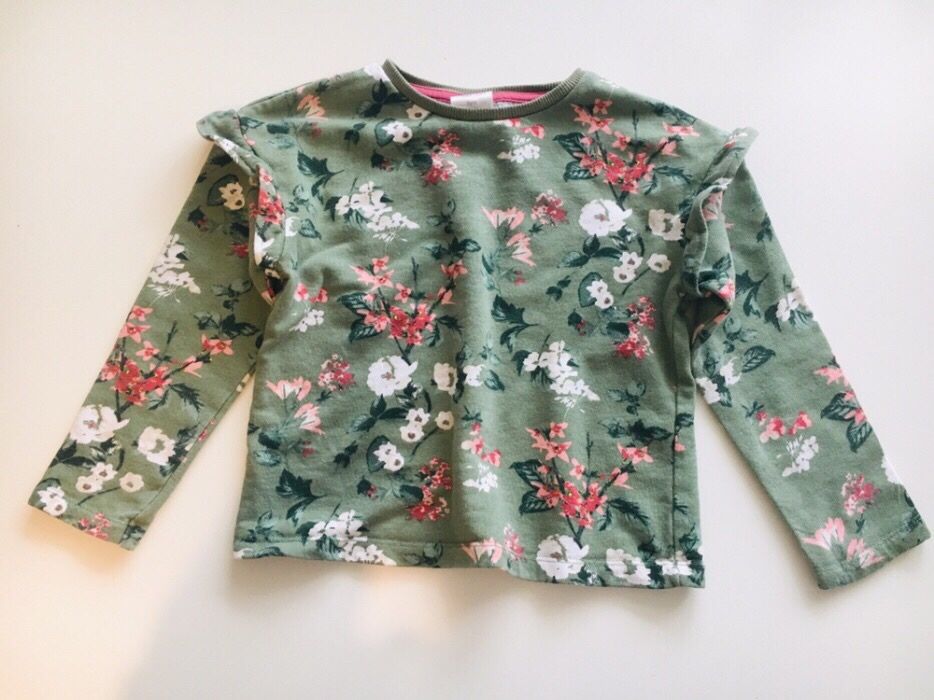 bluza kwiaty flower falbanki zielona łąka kwiatowa floral