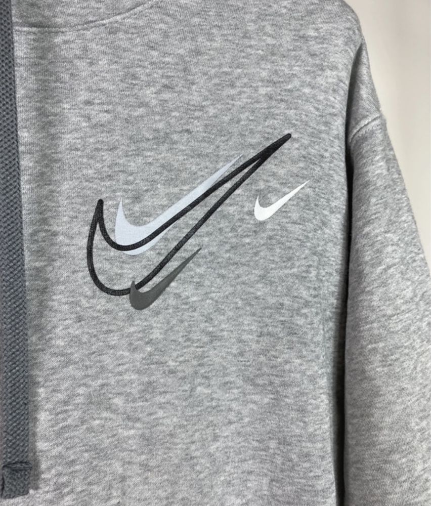 Szara Bluza Hoodie Nike Swoosh Boxy Fit Grey Oversize Baggy Y2k M