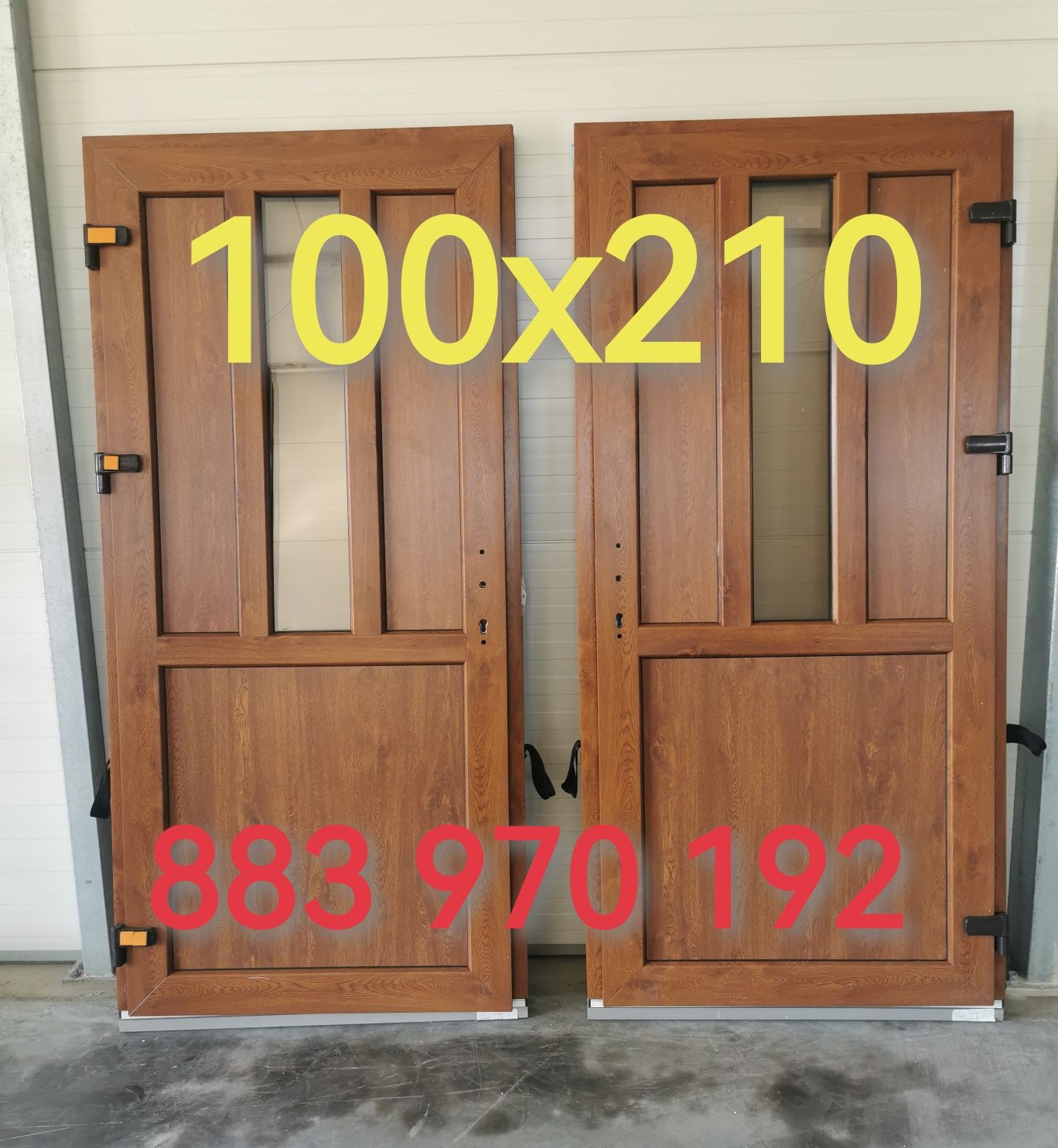 Drzwi wejściowe 100x210 PCV  SKLEPOWE Biurowe ZŁOTY DĄB KING STYL SKŁD