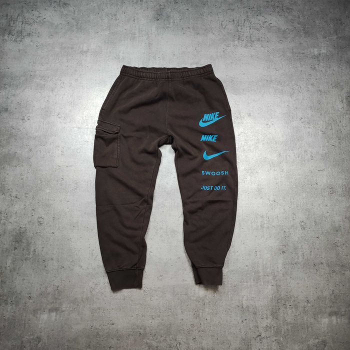 MĘSKIE Spodnie Dresowe Sport Joggery Brąz Duże Logo Nike Air Max Gym