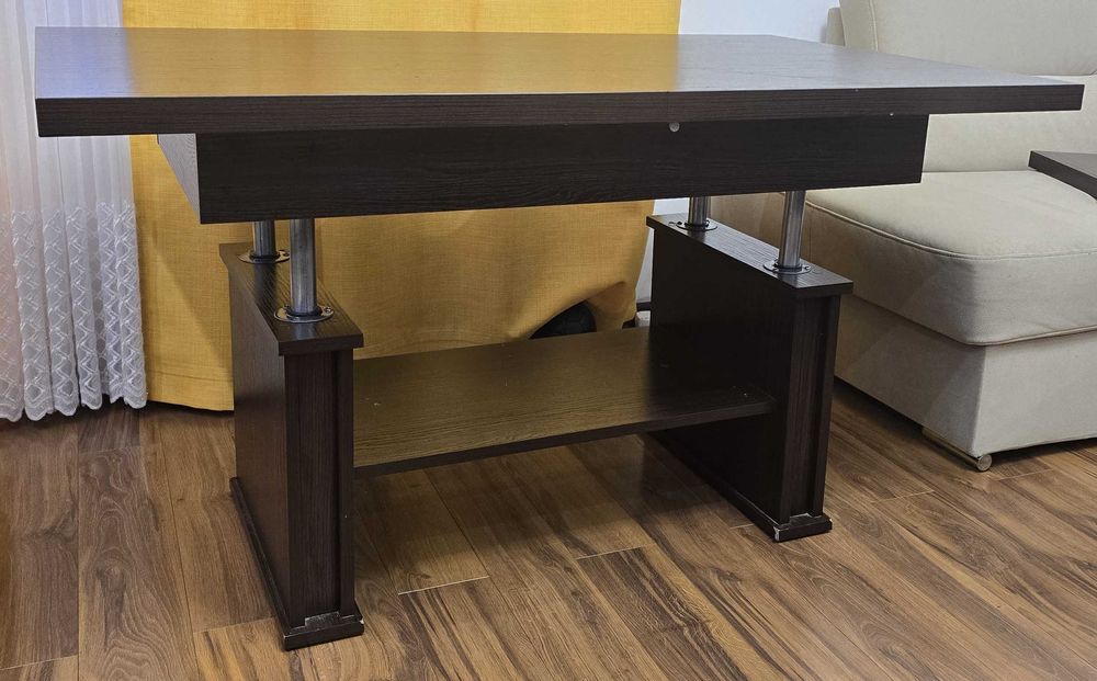 Ława, stół rozkładany 130 x 80 + dostawka 38 x 80 cm Wenge