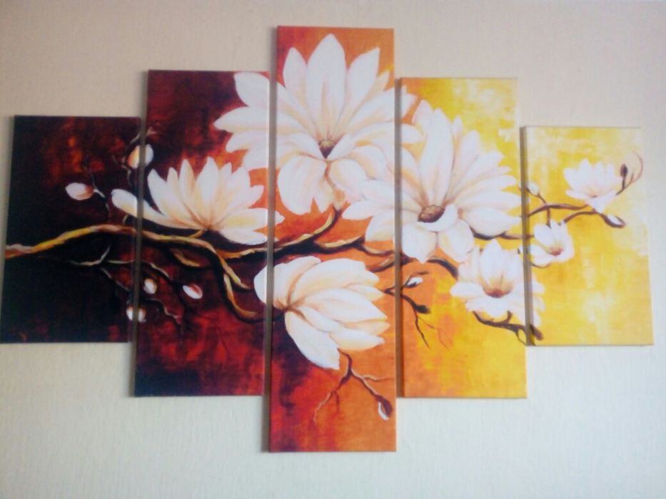 Obraz 5 części częściowy kwiaty duży 105x167 cm