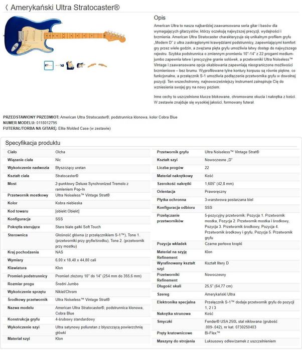 Fender American Ultra Stratocaster MN COB