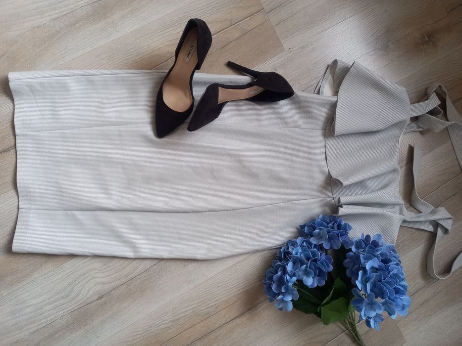 Sukienka KeïKeï Pretty 40, L szara srebrna bez rękawów elegancka