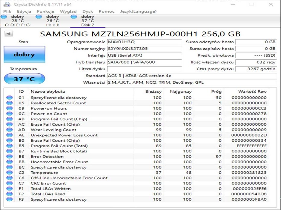 SSD 256GB Samsung Pm871A