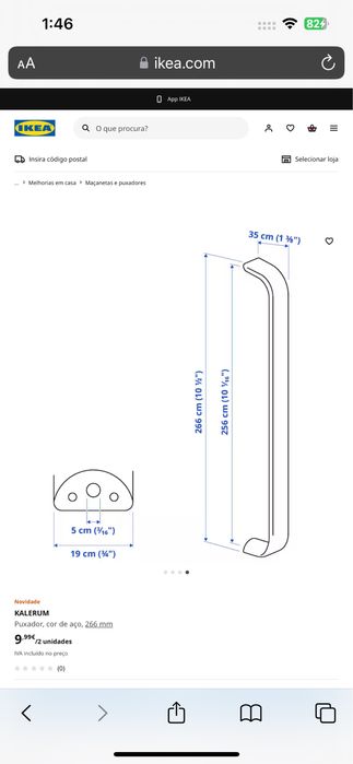 Puxadores Inox ikea 6 unidades