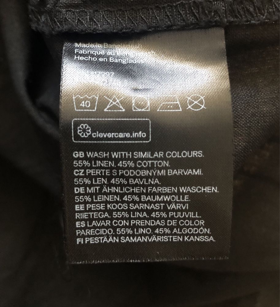 Czarna koszula z lnem i bawełną H&M 3XL