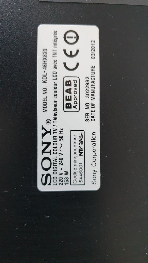 Telewizor LED Sony KDL-46HX820 46 " Full HD 3D + 2 pary okularów 3D