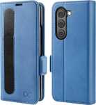 OCASE Etui na Samsung Galaxy Z Fold 5 5G, Skórzane z RFID, Niebieskie