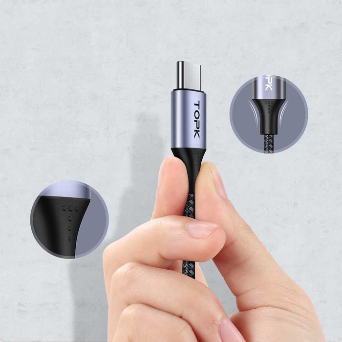 Kabel USB C - USB , szybkie ładowanie 2m TOPK USB typ C