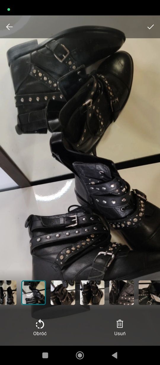 R 38.5 Nowe skórzane buty Damskie Dorothy Perkins Black Metal ozdoba