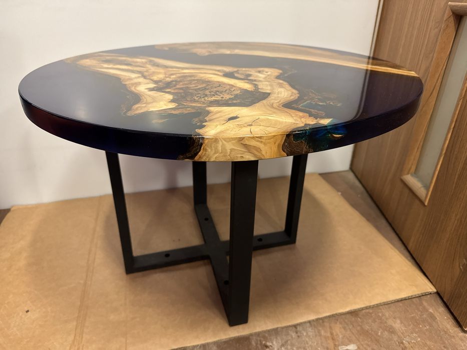 Stolik 70cm kawowy z zywicy epoksydowej