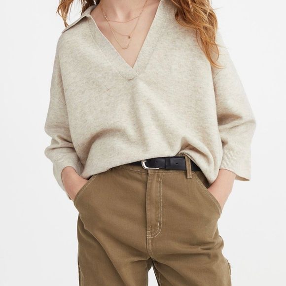 ZARA H&M markowy zestaw spodnie flare I sweter z kołnierzem