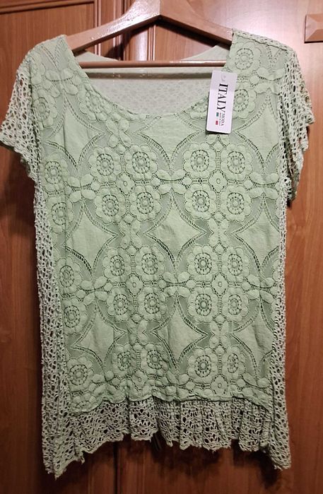 Bluzka z koronki jasna zieleń roz. L/XL