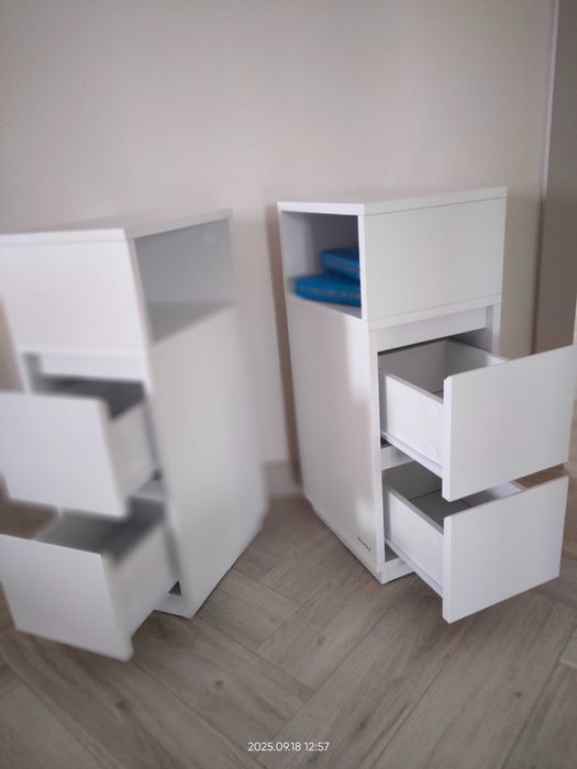 Zestaw DWÓCH stolików nocnych, wąskie szafki, wysoki stolik, VASAGLE