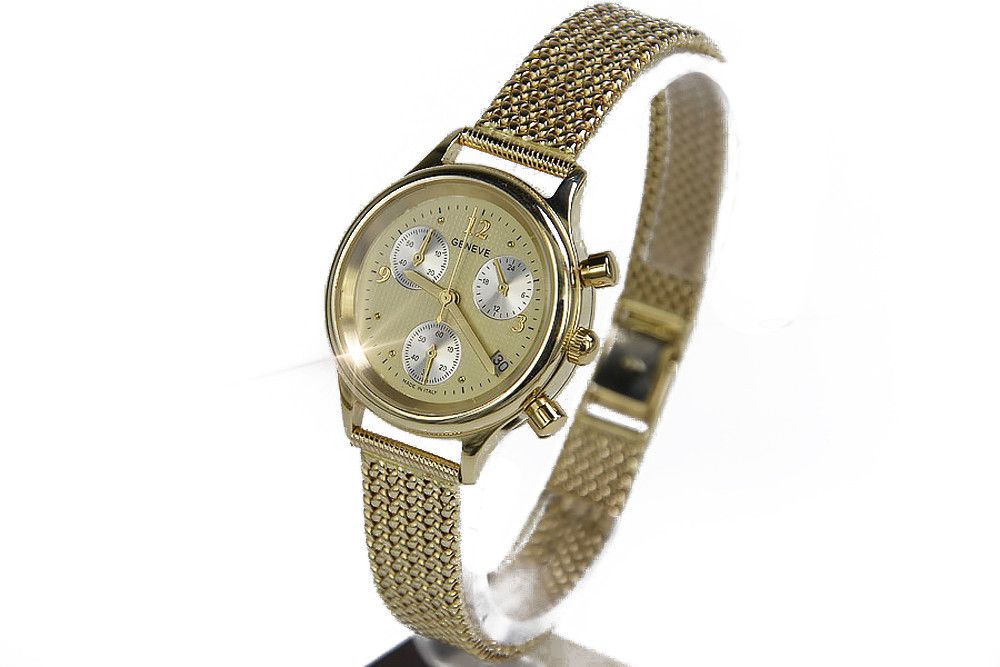 Złoty zegarek damski 14k 585 z bransoletą Geneve lw019y&lbw003y Poznań