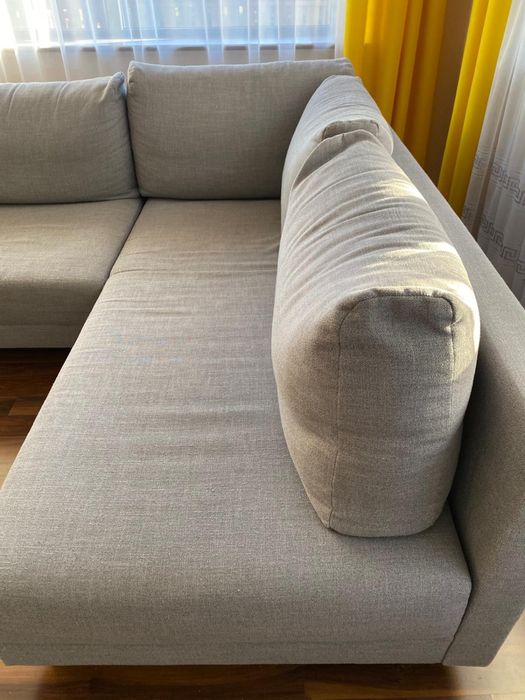Sofa rogówka rozkładana szara Agata poduszki r