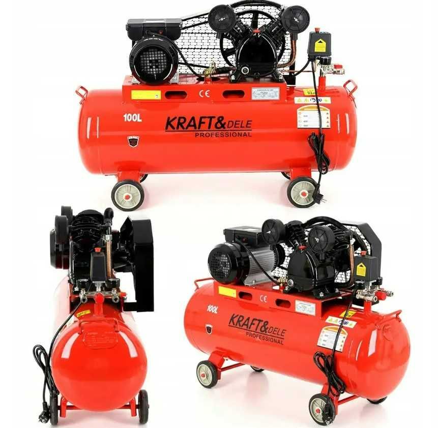 Компресор 100 л. Ремінний Kraft&Dele KD402 2.8 кВт 580л/м два цилінда