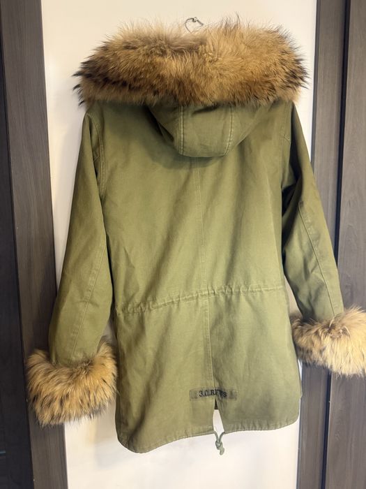 Parka khaki S z jenotem i podszeka odpinana z królika