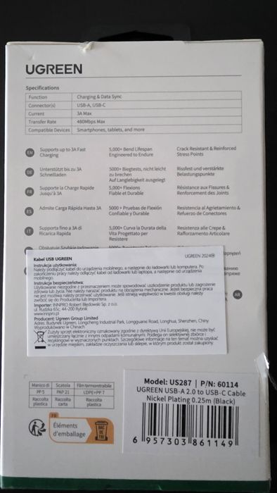 Kabel USB typ A do USB typ C Ugreen