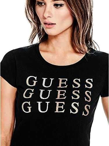 GUESS Oryginalna! Damska Koszulka Bluzka T-Shirt Czarna Logo 3 Kolory