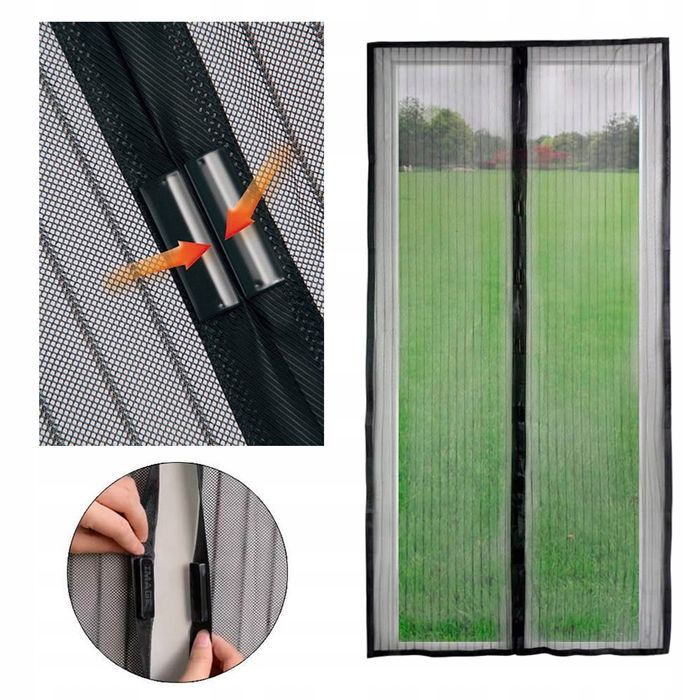 Moskitiera magnetyczna 210x100 na drzwi czarna