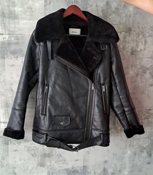 Modna Kurtka Ramoneska pilotka Biker Kożuszek Stradivarius S Aviator