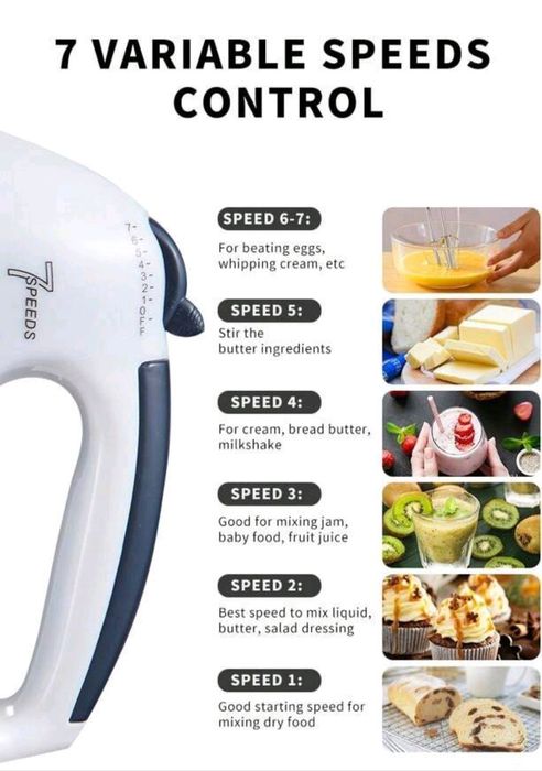 Misturador Elétrico Portátil De 7 Velocidades 133