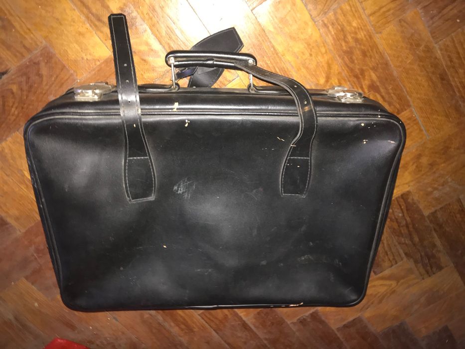 últimos dias - Mala  de viagem vintage em pele para uso ou decoração