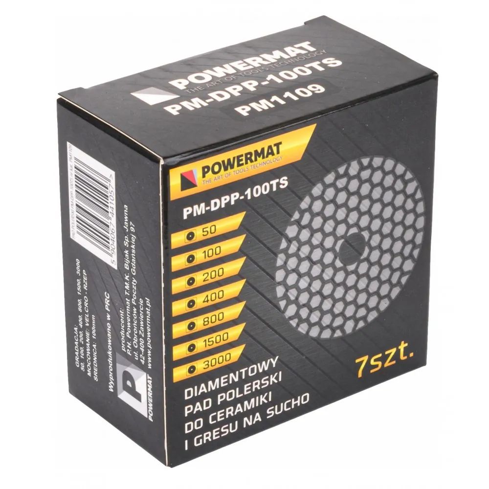 Zestaw tarcz diamentowych Powermat PM-DPP-100TS do szlifowania gresu