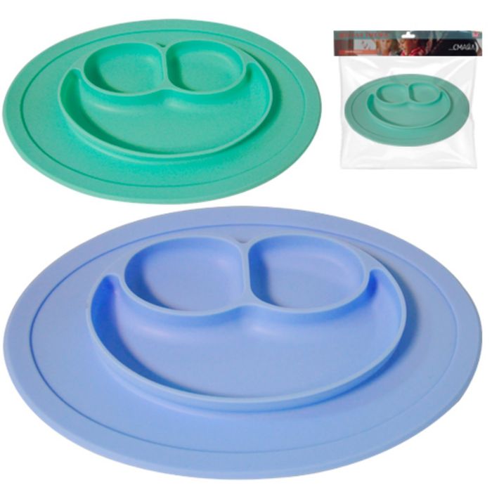 Дитяча секційна силіконова тарілка. Смайл.