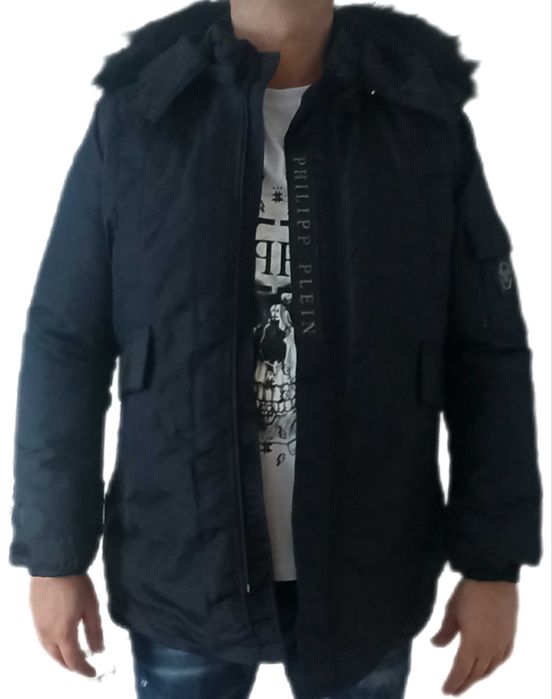 Philipp Plein kurtka ocieplana granatowa z odpinanym kapturem r.S,M,XL