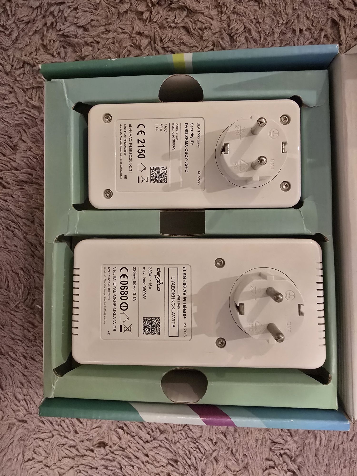 Zestaw 2x transmiterów sieciowych WiFi Powerline wzmacniacze sygnału