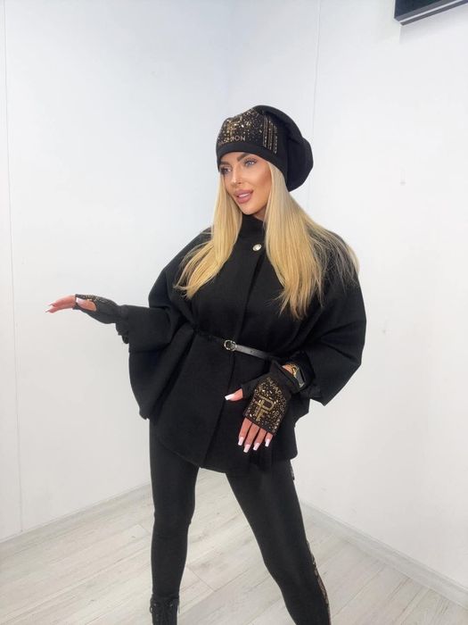 Piękne pończo z paskiem złote skrzydła logo paparazzi