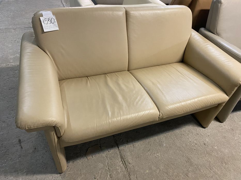Sofa kanapa skórzana beżowa 2 osobowa skóra naturalna FV DOWÓZ