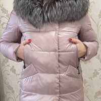 Пуховик, куртка з натуральним хутром чорнобурки
