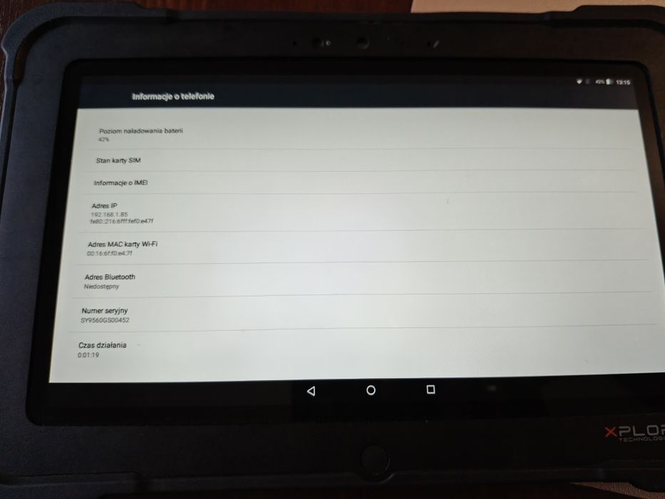 Pancerny tablet xplore SIM ethernet ix101b1 android stacja dokująca