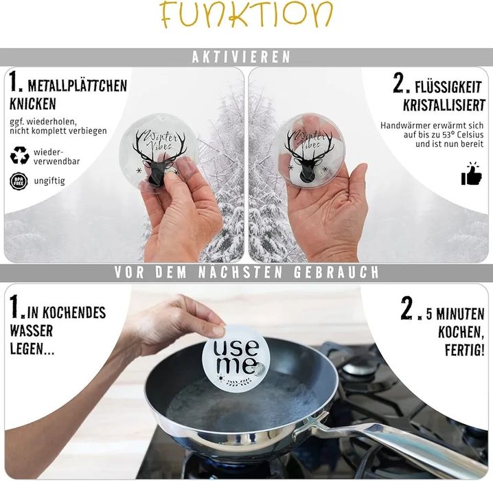 Zestaw 5 ogrzewaczy kieszonkowych do rąk olleeno bezpieczne bez BPA