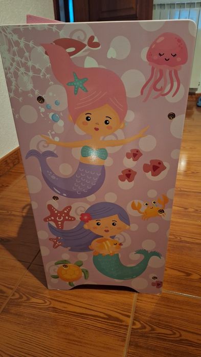 Estante cestos brinquedos criança menina sereia