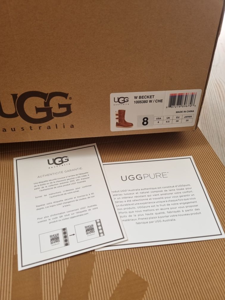 Оригинальные Ugg угги 38 зимние сапоги овчина  кожаные