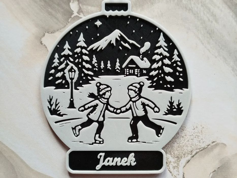 Enfeite de Natal Patinadores no Gelo (Personalizável)