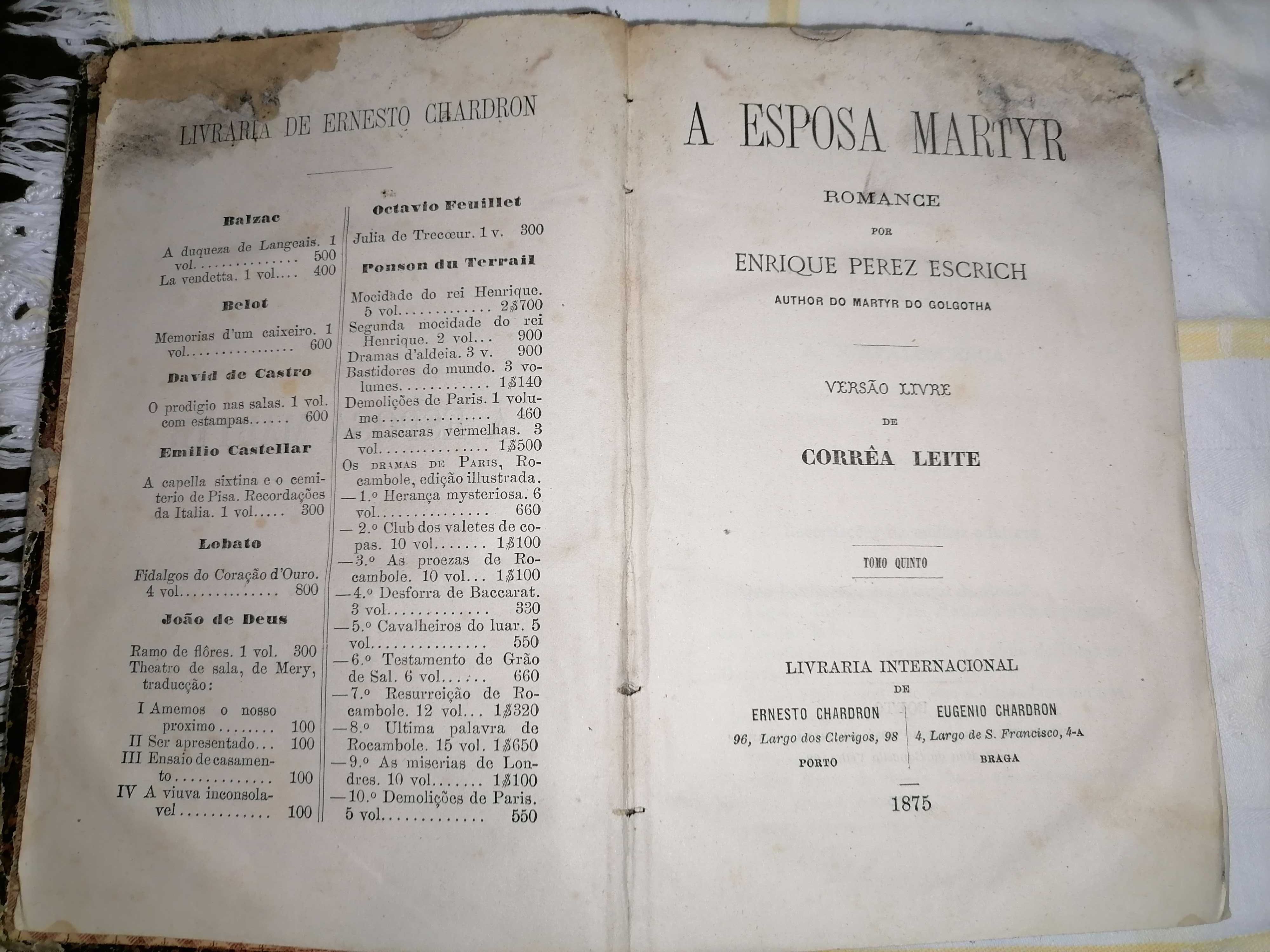 5 livros mt antigos do escritor Enrique Perez Escrich.A esposa Martyr