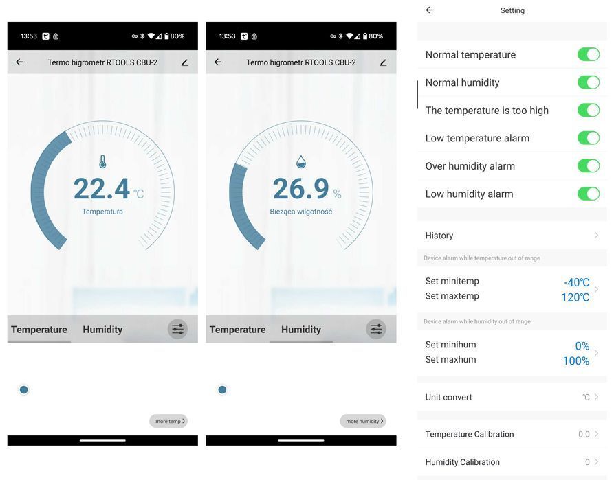 Termohigrometr Wifi 3M Tuya Smartlife Wilgotność Temperatura -40 +120