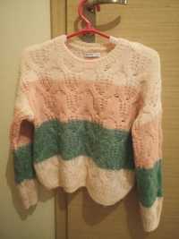 Sweterek robiony tęczowy dziewczęcy
