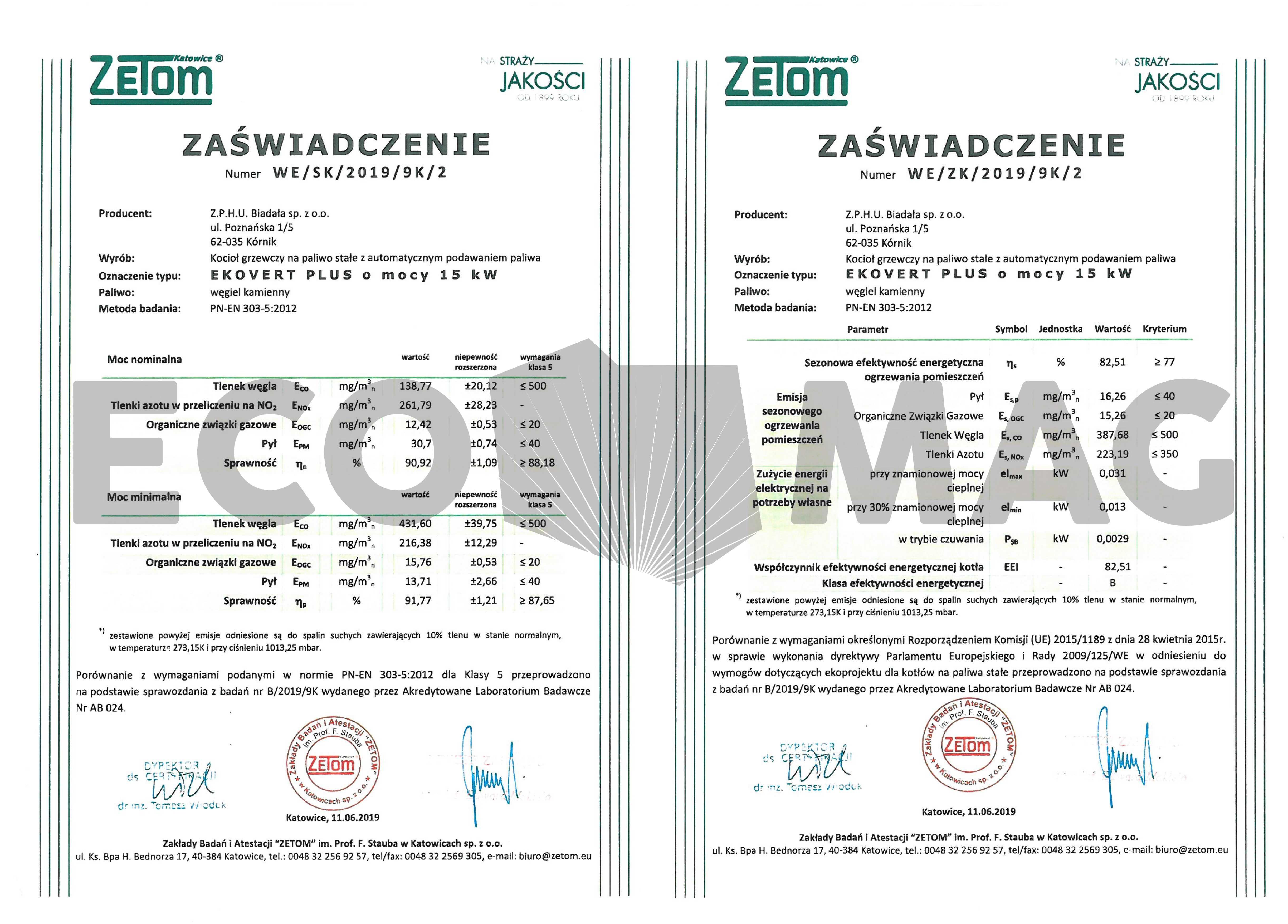 EKOVERT PLUS Kotły, piec na EKOGROSZEK kocioł C.O. moc 15kW 5 KLASA