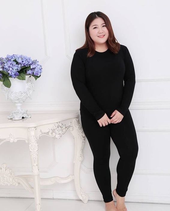 Жіноча термобілизна великі розміри, бавовна, чорна