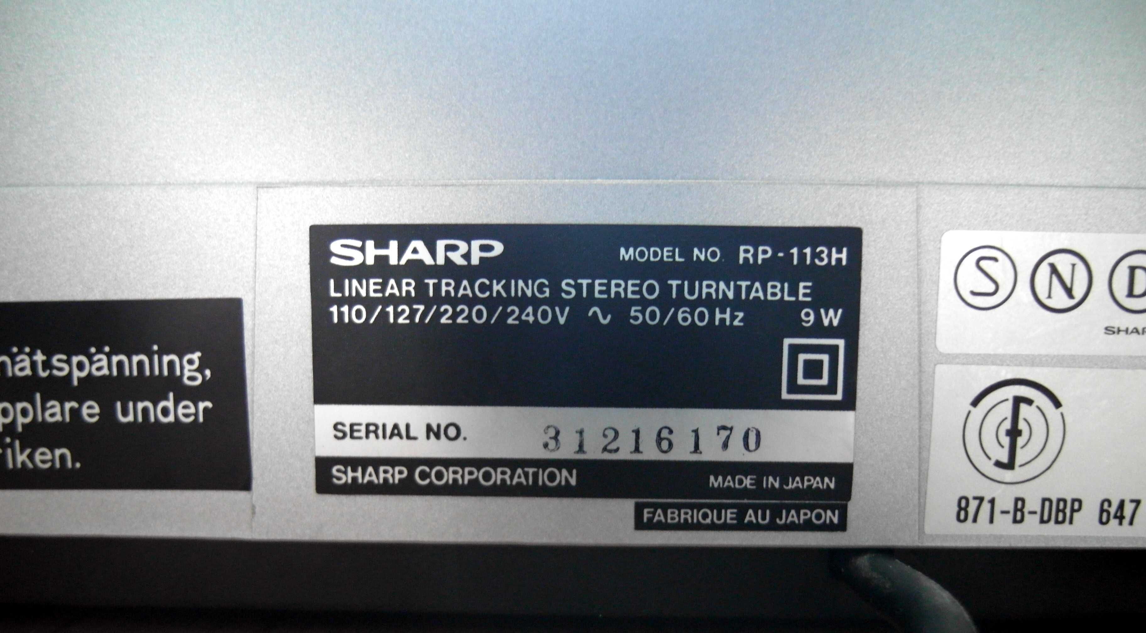 JAPOŃSKI gramofon Sharp RP-113 linear tracking tangencjalny - Wrocław