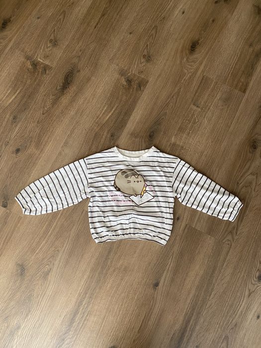 Морячка лонгслів оверсайз з котом Pusheen